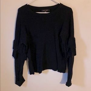 Black Sweater with Ruffles on the Sleeves